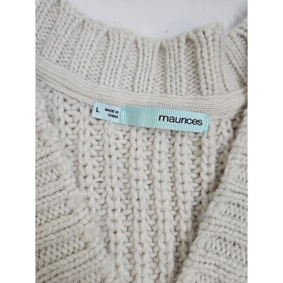 Maurices Large Open Front Relaxed Fit Cardigan Cream - Picture 5 of 8